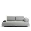 Design Wohnzimmer Sofa in Hellgrau Stecktisch