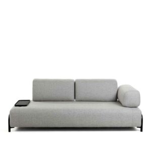 Design Wohnzimmer Sofa in Hellgrau Stecktisch