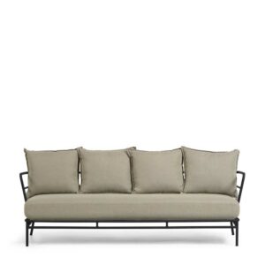 Sofa mit Metallgestell für überdachte Terrasse Beige und Schwarz