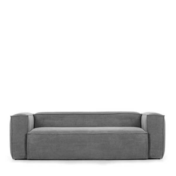 Graues Cord Sofa in modernem Design 210 cm breit