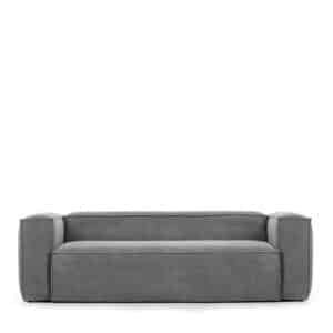 Cord Sofa Dreisitzer Grau