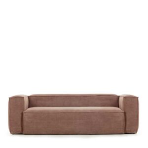 Dreisitzer Sofa in Rosa Cord Bezug