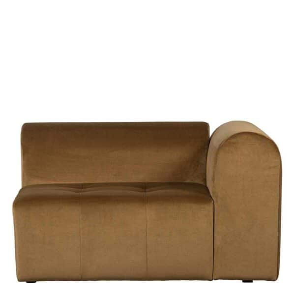Einsitzer Couch Samt in Honigfarben Armlehne rechts