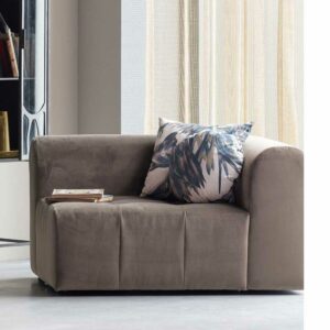 Einsitzer Sofa Samt in Taupe Armlehne rechts