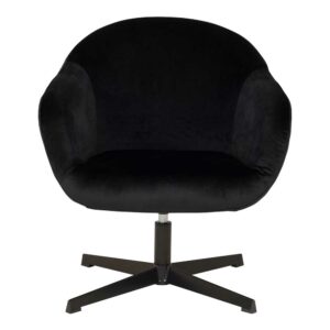 Drehbarer Lounge Sessel in Schwarz Samt und Stahl