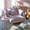 Longchair impré Rosé/Grau/Natur