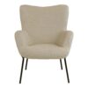 Skandi Kaminsessel in Beige und Schwarz Webplüsch und Metall