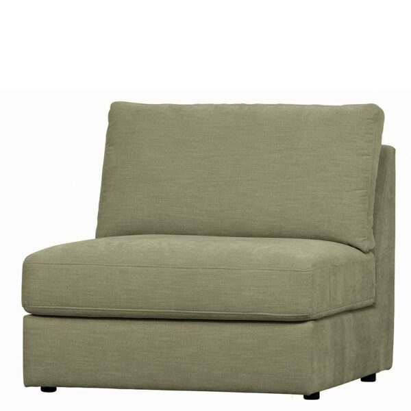 Einsitzer Sofa Element Graugrün aus Webstoff Rücken echt bezogen