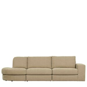 Dreisitzer Modulsofa Beige 298 cm breit Rücken echt bezogen