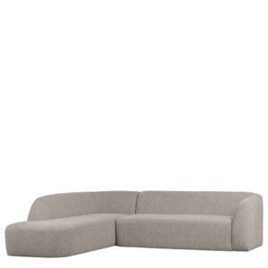 Skandi Stil Chenille Ecksofa in Offwhite Rücken echt bezogen