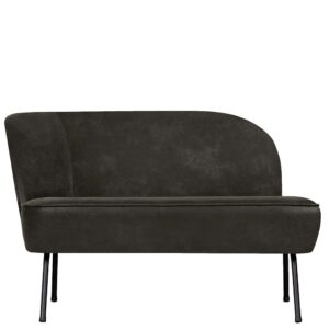 Retro Lounge Sofa aus Recyclingleder Schwarz Metallgestell