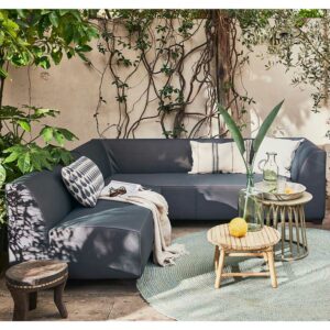 Outdoor Couchlandschaft in Dunkelgrau 230 cm breit - 129 cm tief