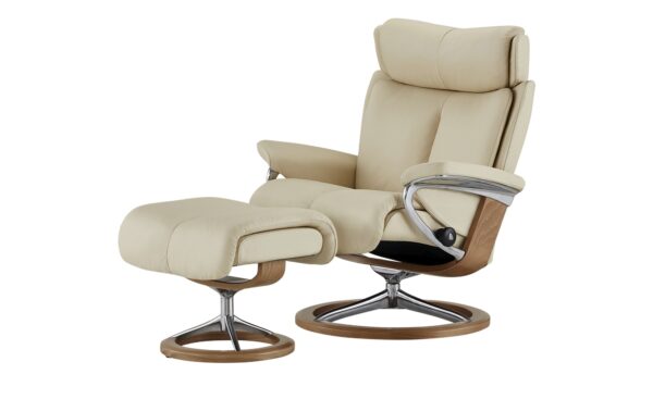 Stressless Relaxsessel mit Hocker  Magic L ¦ creme ¦ Maße (cm): B: 91 H: 112 T: 84 Polstermöbel > Sessel > Ledersessel - Höffner