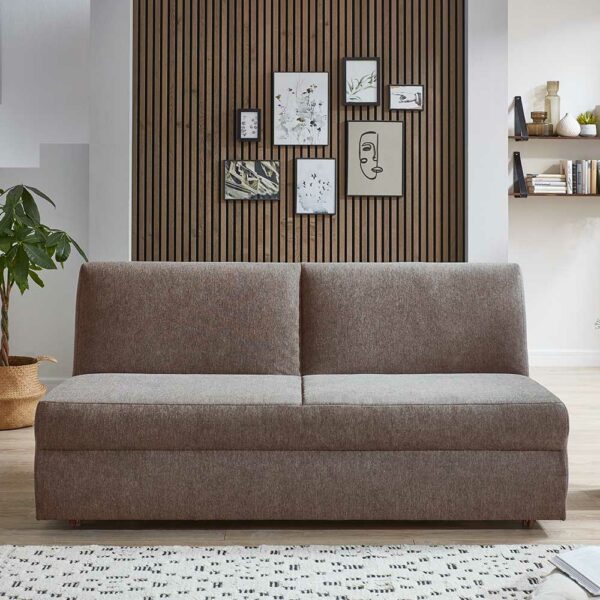 2er Schlafsofa in Taupe Webstoff Bezug