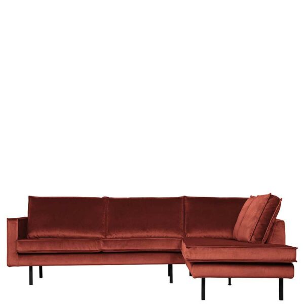 Sofa Rundecke in Rotbraun Samt Retrostil