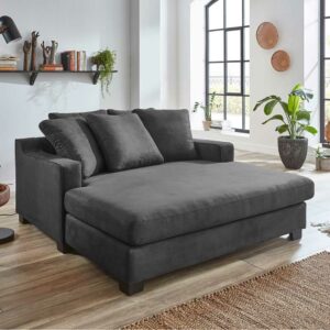 Loveseat Mikrofaser Dunkelgrau in modernem Design 173 cm tief