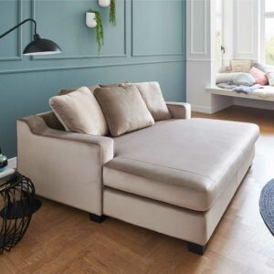 Loveseat Samtvelours Cremefarben in modernem Design 158 cm breit