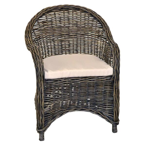 Korbsessel in Schwarz - Beige Rattan Geflecht