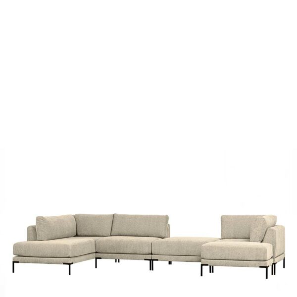 Modul Sofa Kombination 5-teilig in Beige Fußgestell aus Metall (fünfteilig)