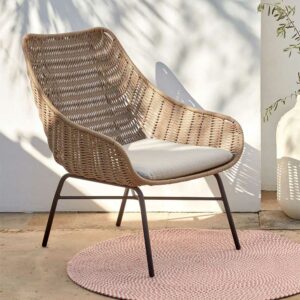 Lounge Sessel für wettergeschützte Terrasse Beige (2er Set)