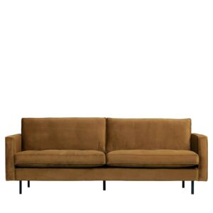 Wohnzimmer Couch in Honigfarben Samt Retro Design