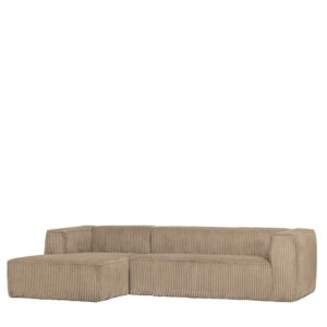 Wohnzimmer Sofa L Form in Beige Breitcord Bezug