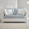 Zweisitzer Sofa gestreift in Blau und Weiß Microfaser und Holz