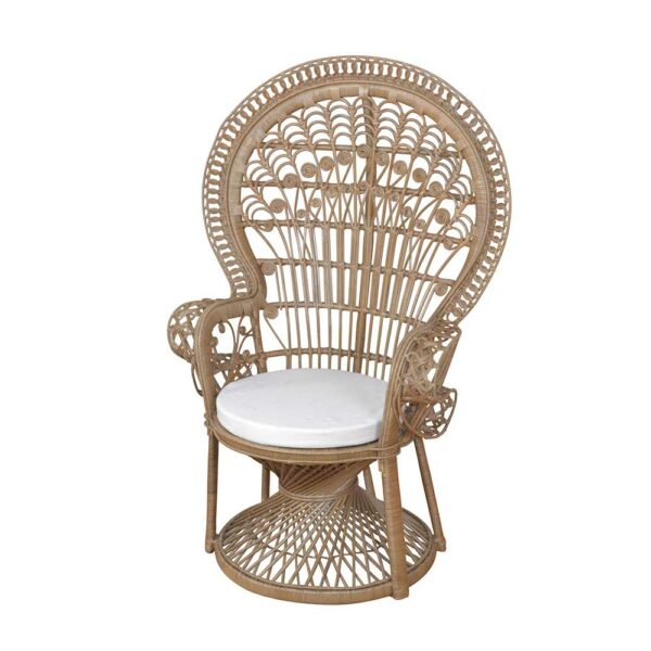 Rattan Thron Sessel in Grau gewischt Landhausstil