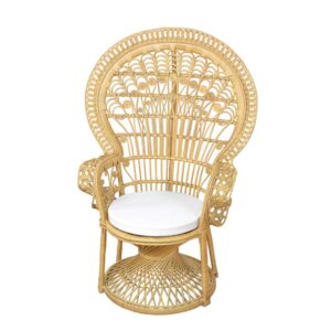 Pfauenthron in Beige Rattan