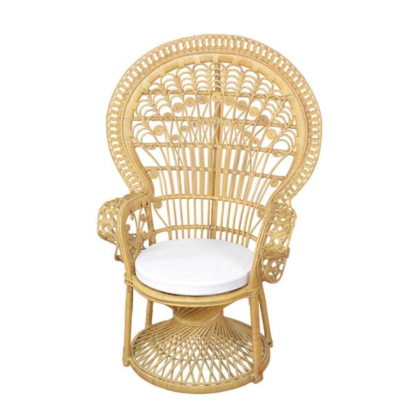 Pfauenthron in Beige Rattan