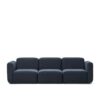 Dreisitzer Sofa modern in Dunkelblau Stoff 263 cm breit