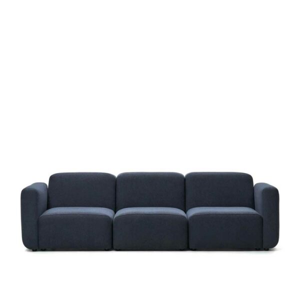 Dreisitzer Sofa modern in Dunkelblau Stoff 263 cm breit