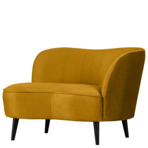 Ockergelbes Lounge Sofa 112 cm breit Vierfußgestell aus Holz