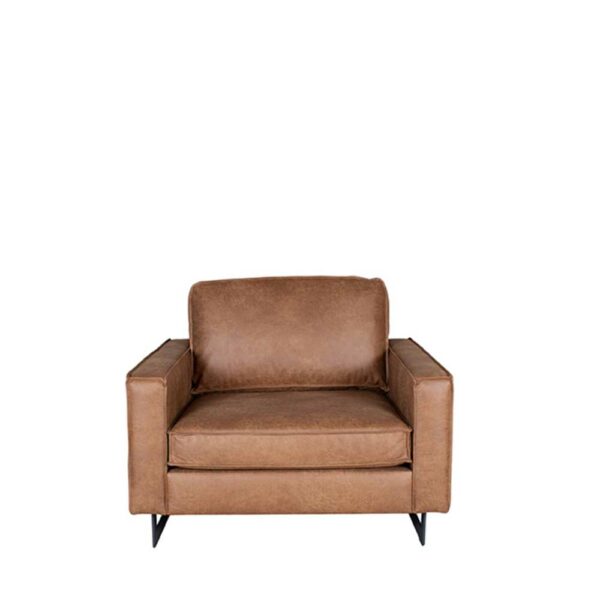 Lounge Sessel in Cognac Braun Microfaser Armlehnen