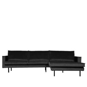 Samt Ecksofa in Anthrazit 300 cm breit