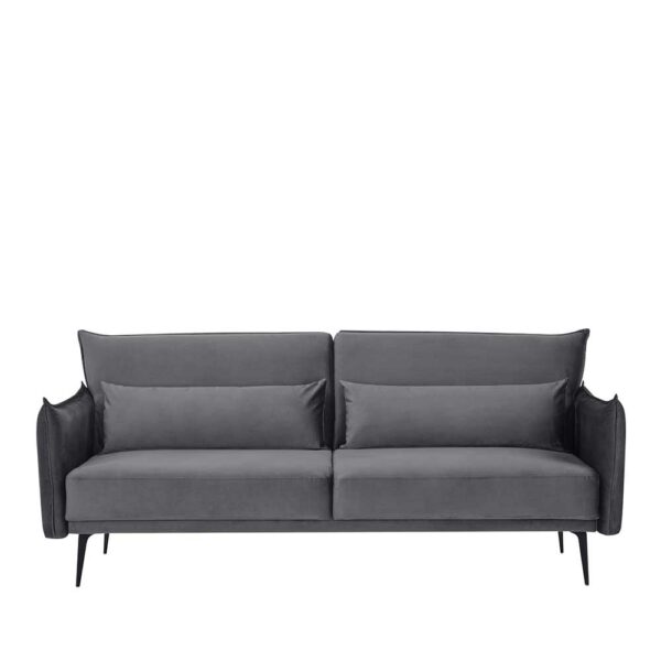 Ausklappbares Sofa modern in Grau Samt Vierfußgestell aus Metall