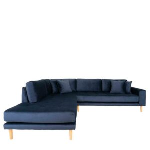 Couchlandschaft in Dunkelblau & Eiche Skandi Design