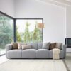 XL Sofa modern Hellgrau im Skandi Design Chenillegewebe