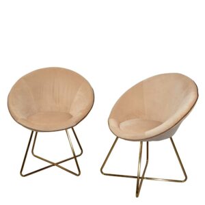 Esstisch Sessel in Creme Weiß und Goldfarben Retrostil