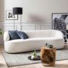 Weißes Dreisitzer Sofa im Skandi Design Boucle Stoff Bezug