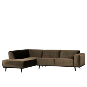 Sofa Rundecke in Taupe Samt Retrostil