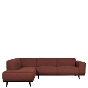 Ecksofa in Rotbraun Stoff 45 cm Sitzhöhe