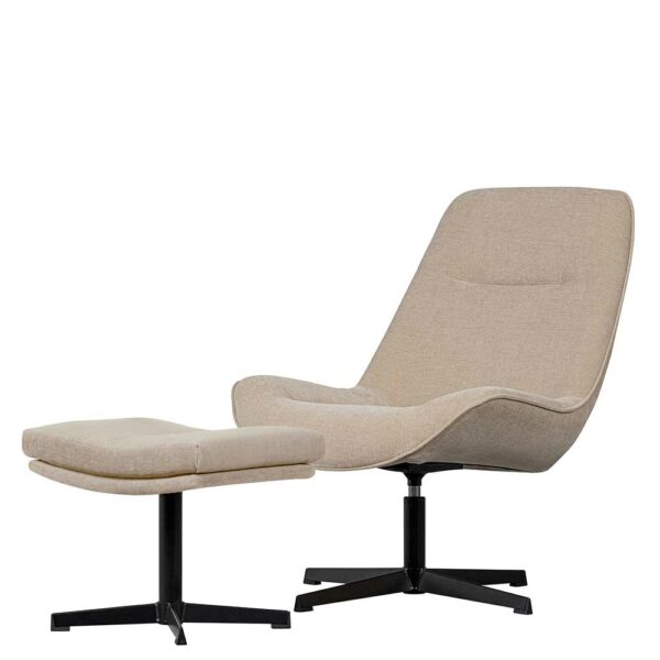 Drehsessel mit Hocker im Retrostil Chenillegewebe (zweiteilig)