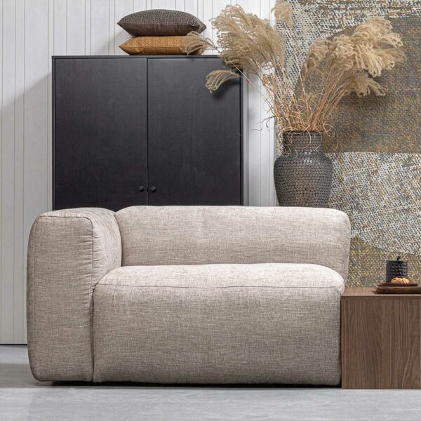 Einsitzer Modul Sofa links in Beigegrau Stoff 125 cm breit