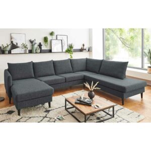 Skandi Couchlandschaft in Anthrazit Webstoff 308 cm breit