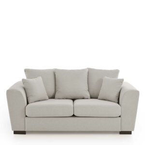 2sitzer Sofa Beige Stoff mit Armlehnen Vierfußgestell aus Holz