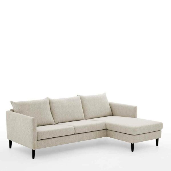 Webstoff Ecksofa in Cremefarben Skandi Design