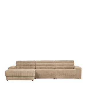 Couch mit Ottomane in Beige Breitcord Bezug