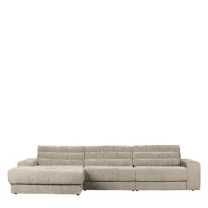 Sofa Eckgarnitur mit Ottomane Bezug Vintage Beigegrau