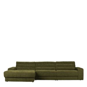 Premium Ecksofa mit Ottomane Bezug Olivgrün Vintage